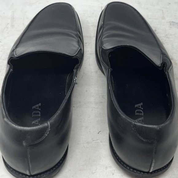 Prada Black Leather Loafers Men's 7.5 Slip On Prada Driving Shoes Drivers - Picture 6 of 10